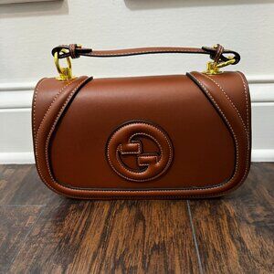 Blondie Medium Top Handle Crossbody GG Bag Brown